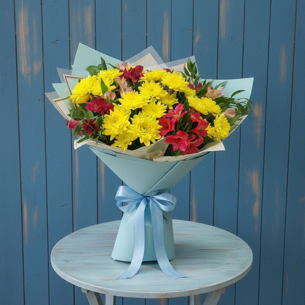 Букет цветов из: Альстромерии и Хризантемы в Бузиновской