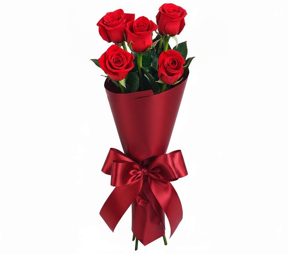 Букет 5 Красных роз Эдлесс Лав в Бузиновской