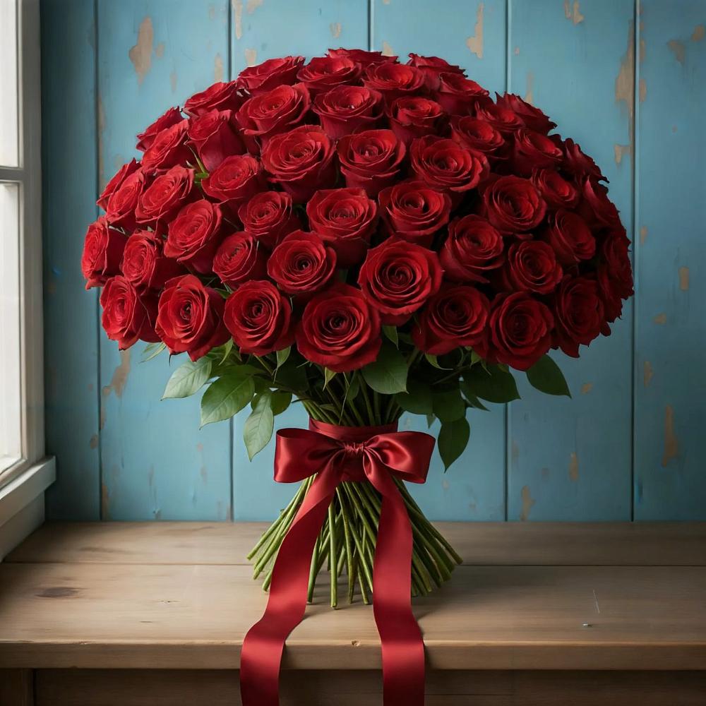 Букет Красные розы Блэк Меджик в Бузиновской