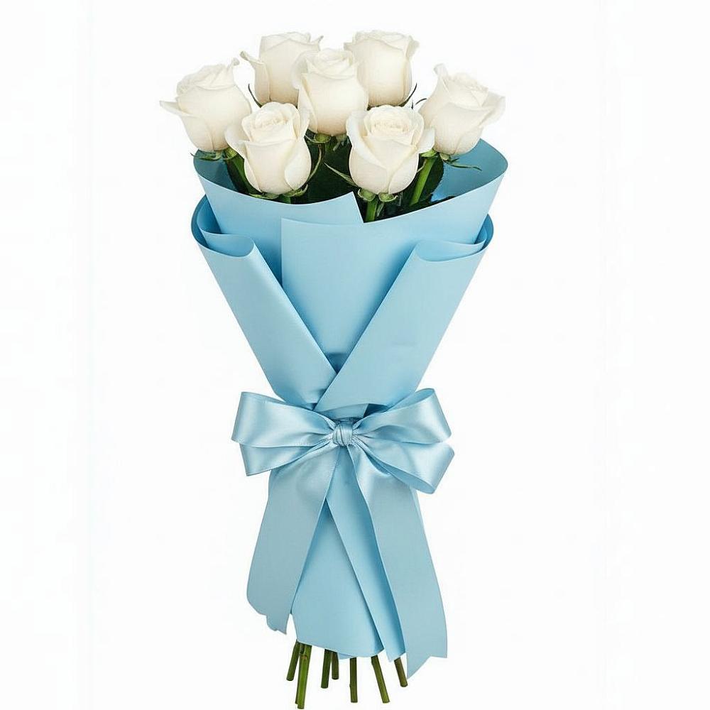 Букет 7 белых роз Проуд в Бузиновской