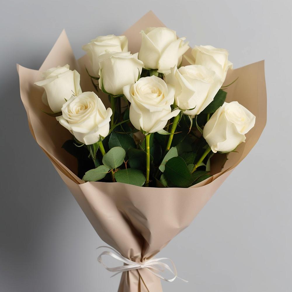 Букет 9 Белых роз Эдлесс Лав в Бузиновской