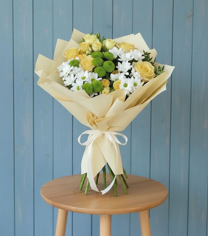 Букет цветов из: Хризантемы и Розы в Бузиновской