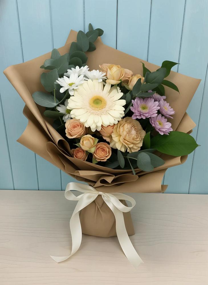 Букет цветов из: Герберы и Хризантемы в Бузиновской