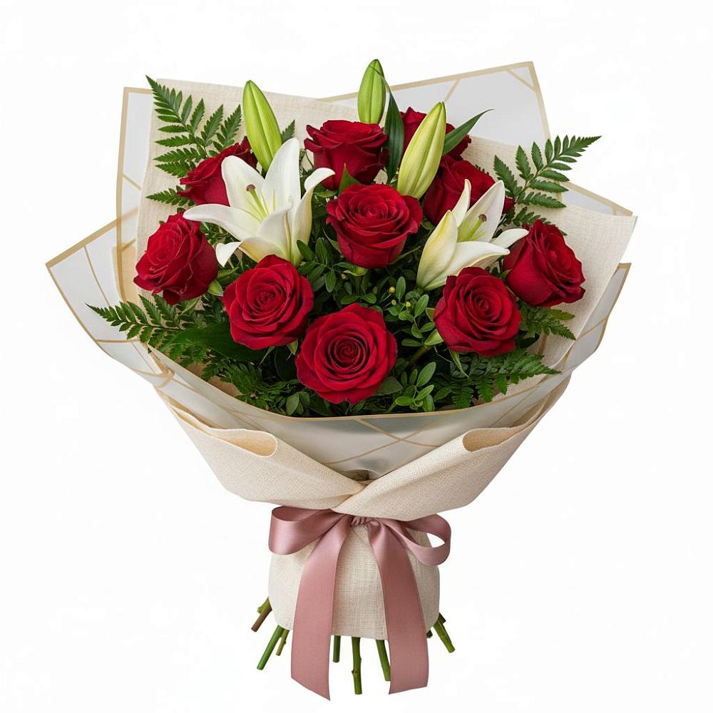 Букет цветов из: Лилии и Розы в Бузиновской