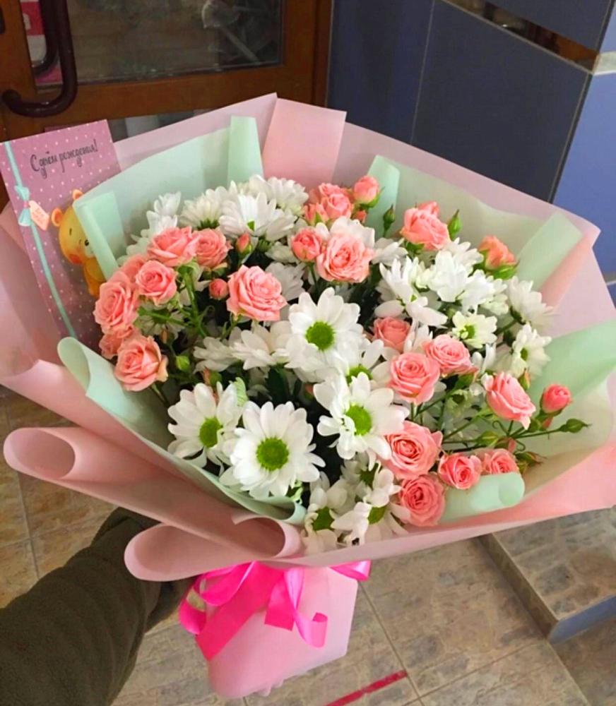 Букет цветов из: Розы и Хризантемы в Бузиновской