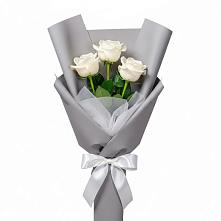 Букет 3 белые розы #REPLACE_PRED# Бузиновской