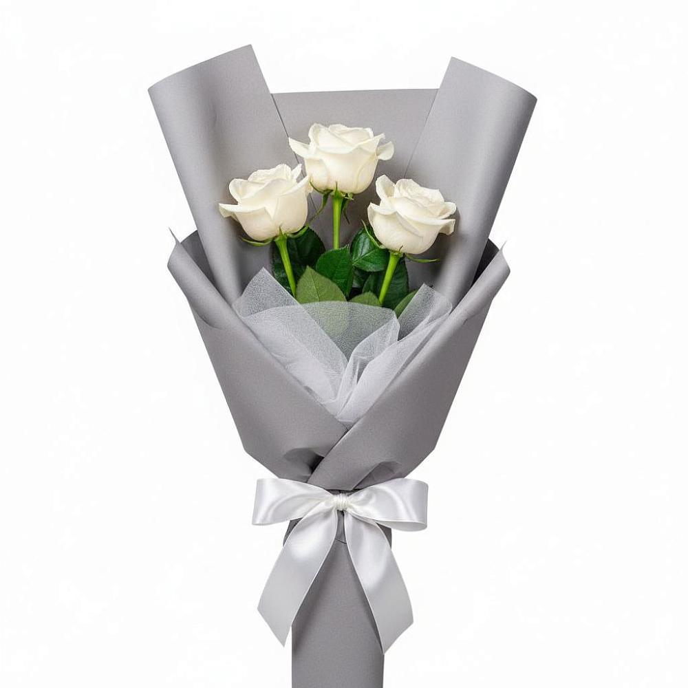 Букет 3 белые розы в Бузиновской