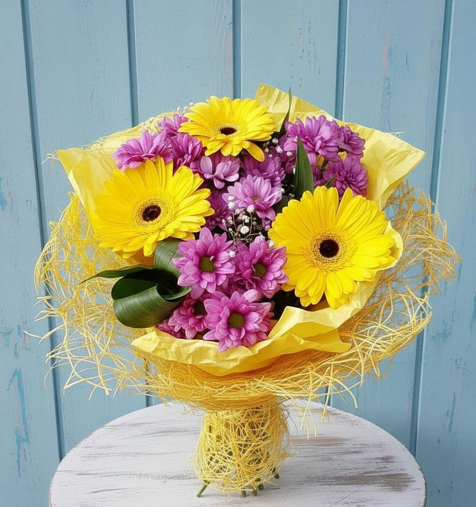 Букет цветов из: Хризантемы и Герберы в Бузиновской