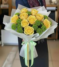 Букет цветов из:  Хризантемы и Розы в Бузиновской