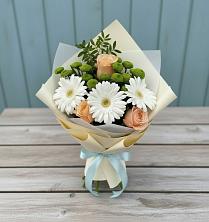 Букет цветов из:  Герберы, Розы и Хризантемы в Бузиновской