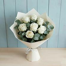 Букет Белые розы в Эвкалипте в Бузиновской