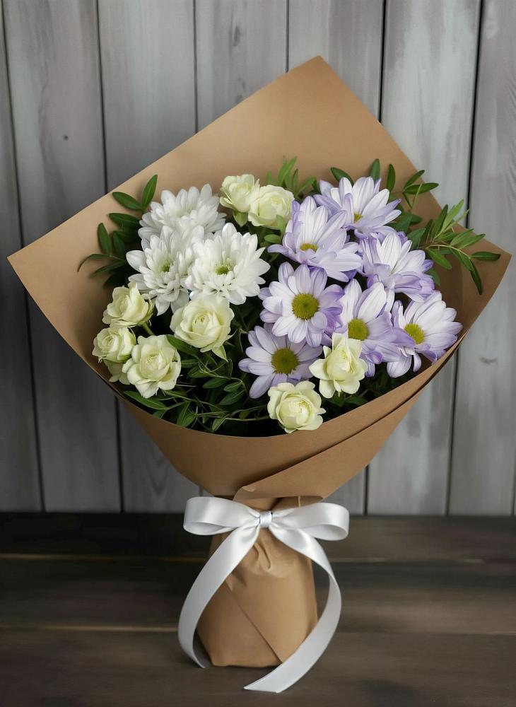 Букет цветов из: Хризантемы и Розы в Бузиновской