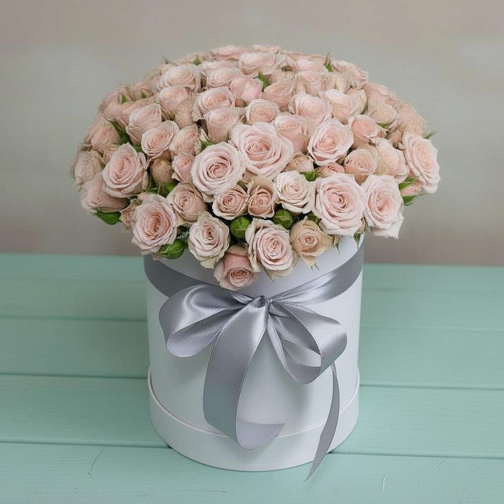 Цветочная композиция из Розы в шляпной коробке в Бузиновской